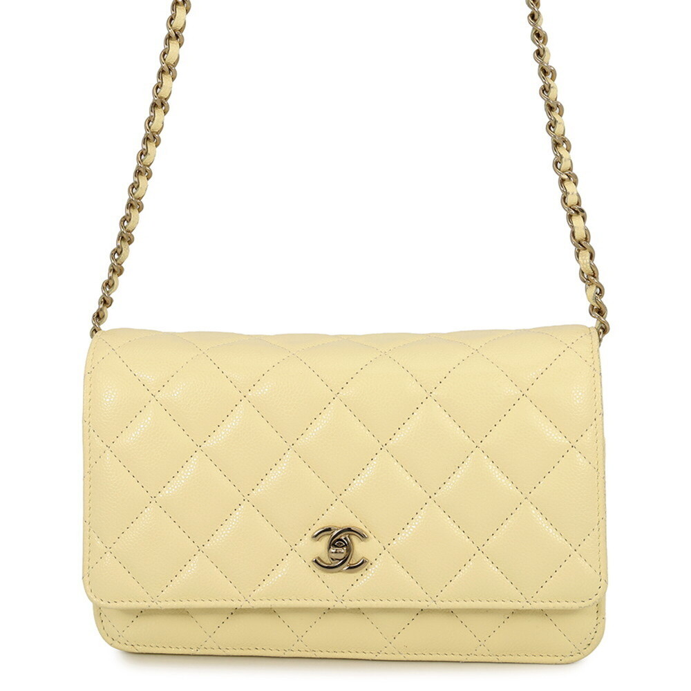 Chanel Chain Wallet Classic Matelassé Coco Mark Caviar Skin AP0250 CHANEL Han...